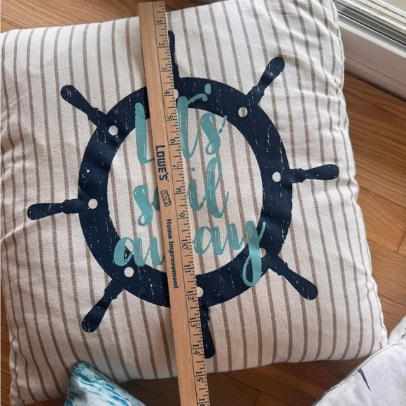 Nautical Themed Decorative Pillow Set - Blue and White - Picture 9 of 10